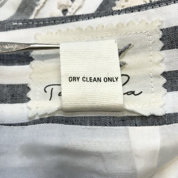 TABITHA Anthropologie Womens Skirt Lace Stripe Lined Pockets Size 4 Linen Blend - Picture 5 of 7